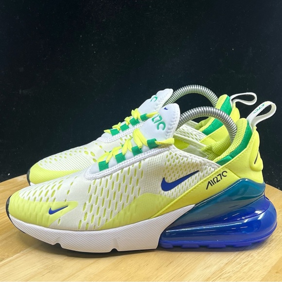 Nike Air Max 270BG White/ Green/ Blue Game Royal Shoes (FN6982 100) multi size - Picture 7 of 9